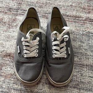 Vans Gray Canvas Low-Top Sneakers with White Laces
